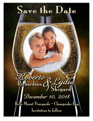 Save the Date Magnets | Champagne Glasses w/ Photo