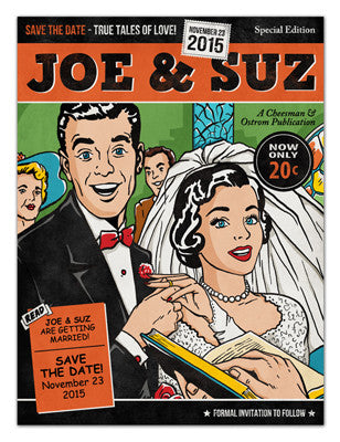 Vintage Save The Date Magnets | Comic Book Cover | MAGNETQUEEN