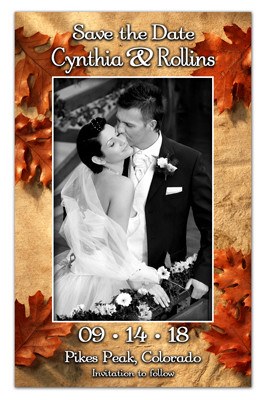 Fall Save The Date Magnet | Leaves and Sand | MAGNETQUEEN