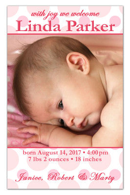 Baby Announcement Fridge Magnets | Polka Dots Girl | MAGNETQUEEN