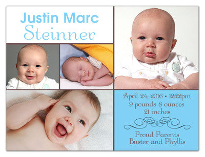 Baby Boy Announcement Magnets | Squares | MAGNETQUEEN