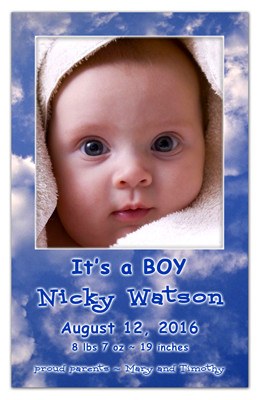 Birth Announcement Magnet  | In The Clouds Boy | MAGNETQUEEN