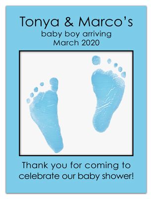 Personalized Baby Shower Photo Magnets | Blue Feet Boy