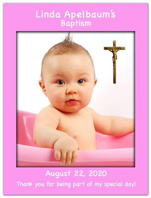 Baptism Girl Border Cross | Pink Baptism