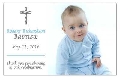 Baptism Photo Announcements | Silver Cross Boy | MAGNETQUEEN  