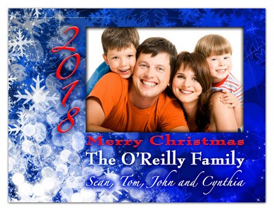 Christmas Photo Card Magnets | Blue Snowflakes | MAGNETQUEEN
