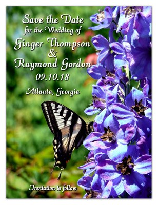 Save the Date Magnets | Delphinium with Butterfly | MAGNETQUEEN