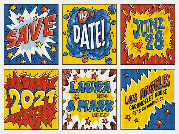Retro Save The Date Magnets - Colorful and Fun.