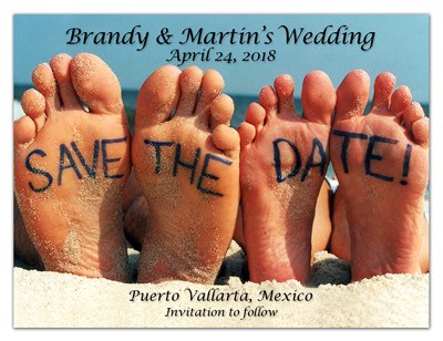 Tropical Save the Date Magnets | Feet On Beach | MAGNETQUEEN