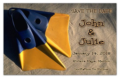 Beach Wedding Save the Date Magnets | Fins on Beach | MAGNETQUEEN