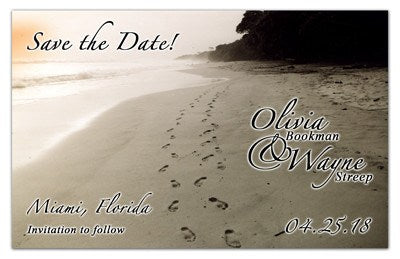 Save the Date Beach Magnets  | Footprints in Sand | MAGNETQUEEN