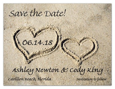 Tropical Save the Date Magnets | Hearts In The Sand | MAGNETQUEEN