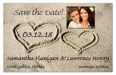 Save the Date Magnets | Hearts In The Sand Photo | MAGNETQUEEN
