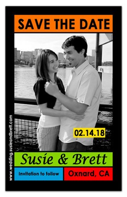 Inexpensive Save the Date Magnets | Mondrian on Black - MAGNETQUEEN  
