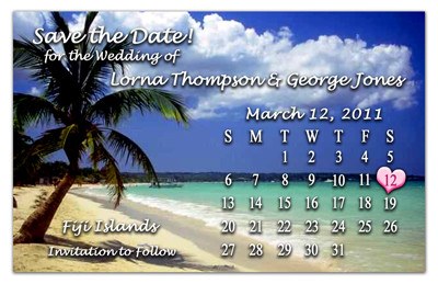 Wedding Beach Calendar Magnet | Palm Tree