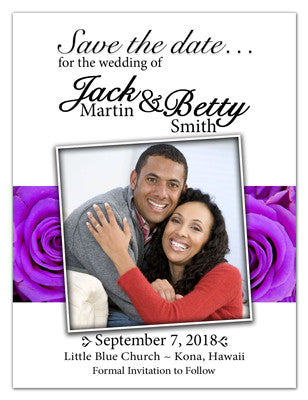 Save the Date Magnets | Photo On Lavender Roses White