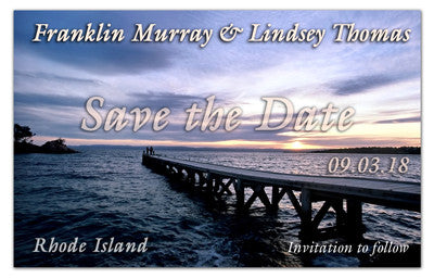 Tropical Wedding Save The Dates | Pier At Dusk | MAGNETQUEEN