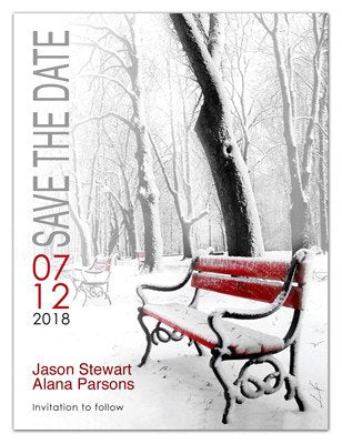 Winter Save the Date Magnets | <br>Red Bench