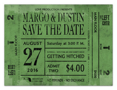 Vintage Save The Date Magnets | Ticket Stub | MAGNETQUEEN