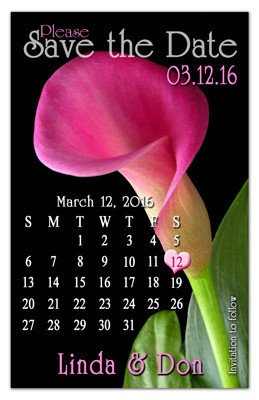 Calendar Wedding Flower Magnet | Pink Calla Lily | MAGNETQUEEN