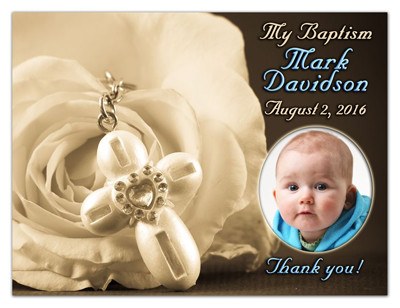 Baptism Party Favors Magnets | Cross with Rose | MAGNETQUEEN  
