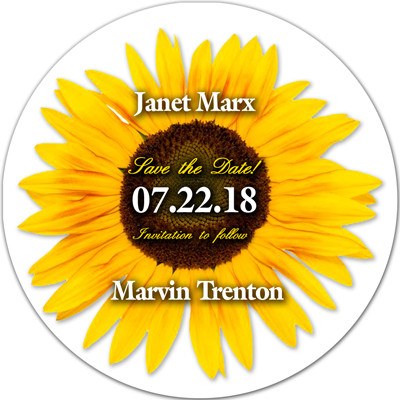Save the Date Flower Magnets | Sunflower in the Round | MAGNETQUEEN