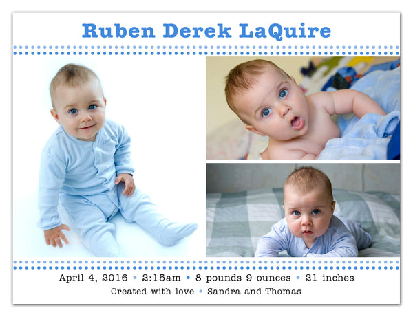 Magnetic Boy Birth Announcements | Handsome in Blue | MAGNETQUEEN
