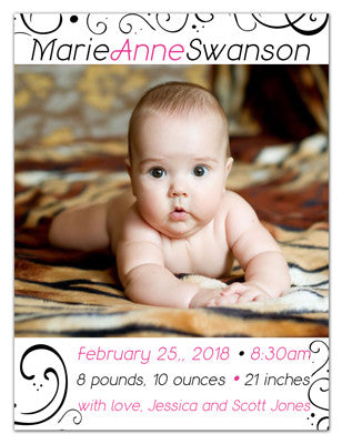 Birth Announcement Photo Magnets  | Trendy Girl | MAGNETQUEEN